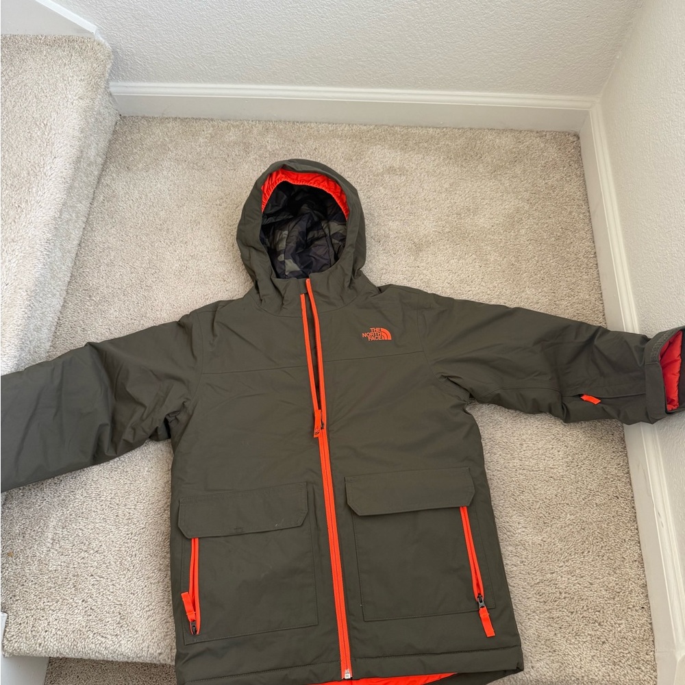 The North Face Kids' Green and Orange Puffer Jacket